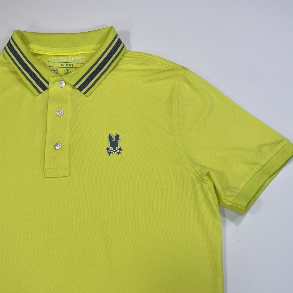 Psycho Bunny Sport Polo Shirt Men's Small Size 4 Volt Yellow Short Sleeve Golf